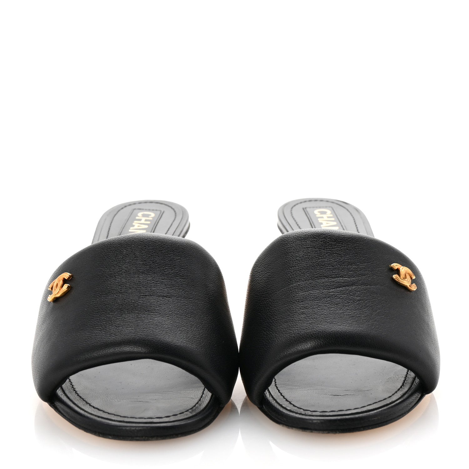 Chanel Lambskin Chain CC Mules 37.5 Black Gold 3 of 10