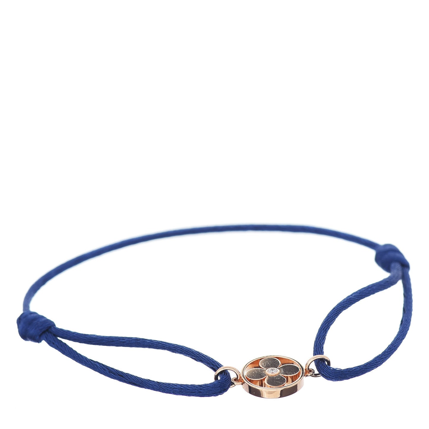 18K Pink Gold Diamond Idylle Blossom Sun Cord Bracelet Blue