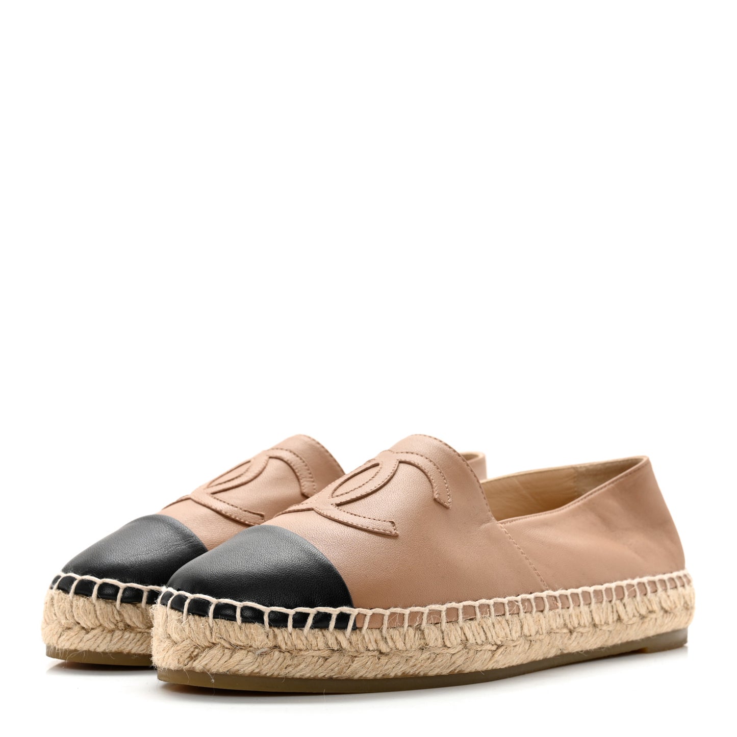 Lambskin CC Espadrilles 38 Beige Black