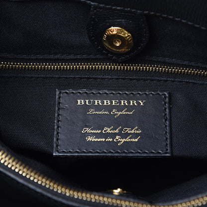 Burberry Grainy Calfskin House Check Medium Banner Tote Black 6 of 11