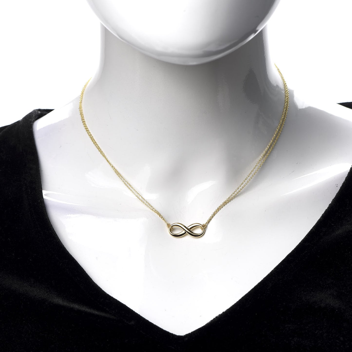 18K Yellow Gold Infinity Double Chain Pendant Necklace