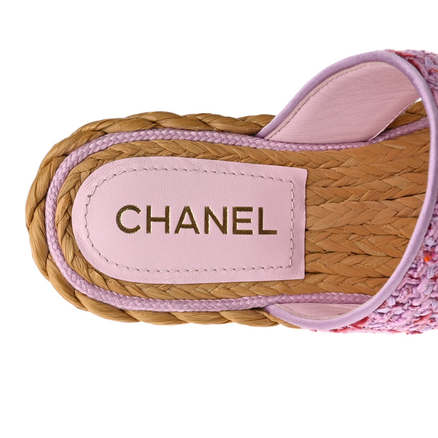 Tweed Mesh Satin CC Thong Sandals 38.5 Light Purple Pink Red