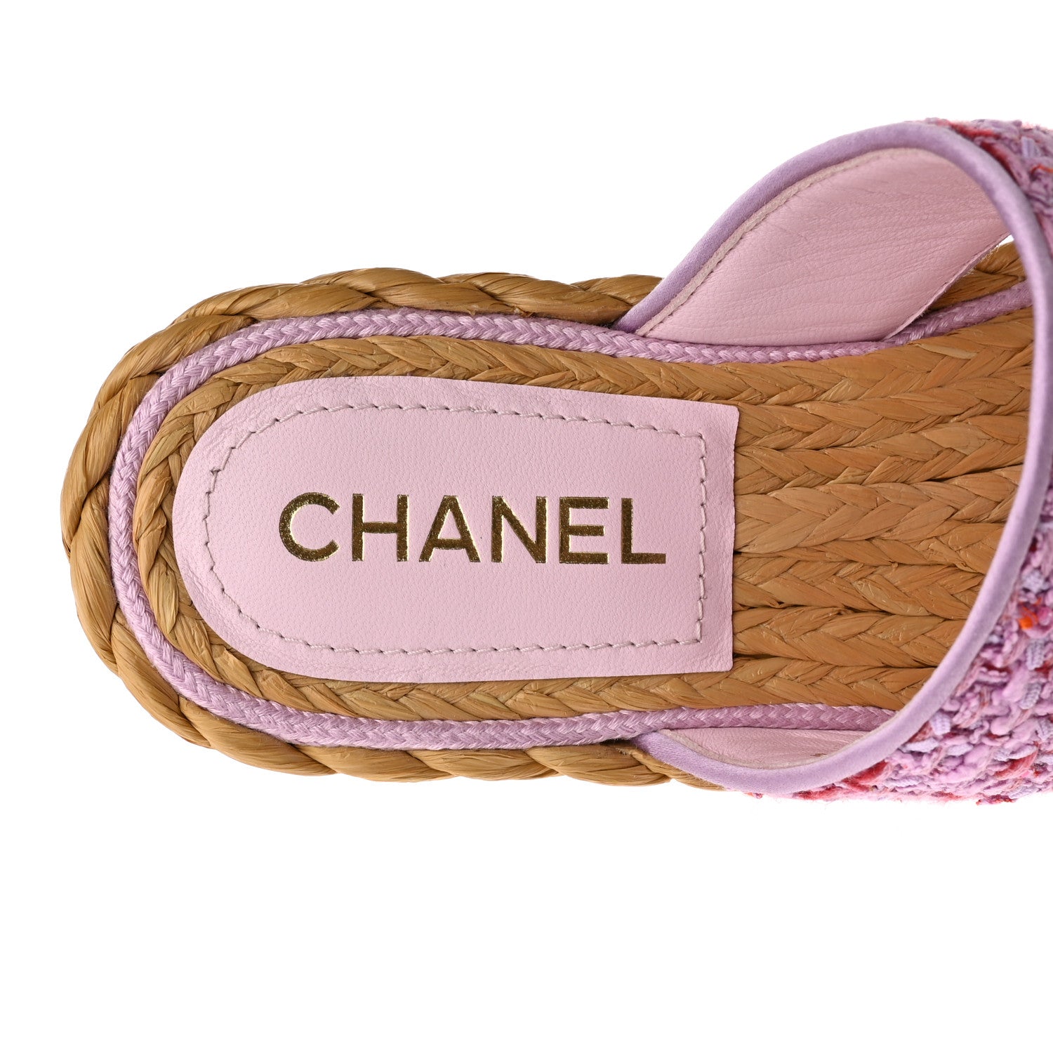 Chanel Tweed Mesh Satin CC Thong Sandals 38.5 Light Purple Pink Red 7 of 11