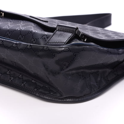Gucci Imprime Monogram Medium Double Buckle Flap Messenger Bag Navy 8 of 9
