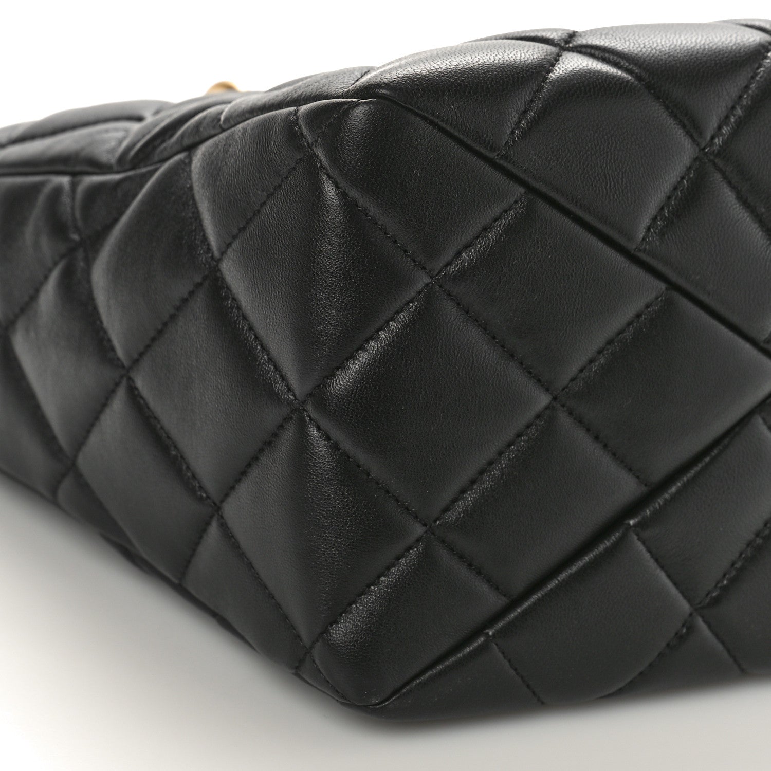 Chanel Lambskin Quilted Small Top Handle Shopping Bag Black 8 of 9
