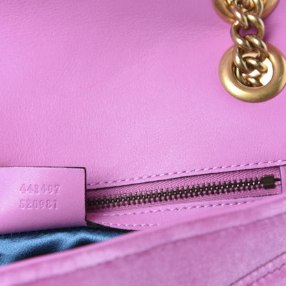 Gucci Velvet Matelasse Marquise Crystals Embroidered Small GG Marmont Shoulder Bag Malva 10 of 11