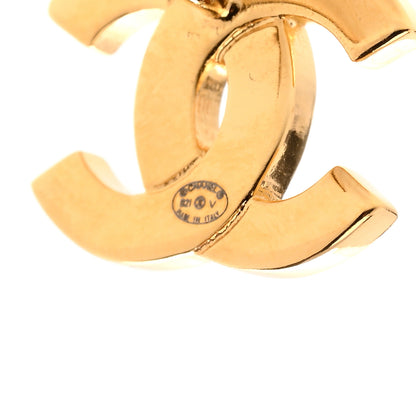 Chanel Metal CC Paris Button Stud Earrings Gold 4 of 5