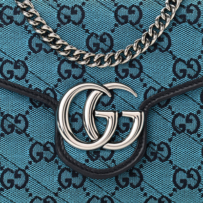 Gucci Monogram Multicolor Matelasse Diagonal GG Marmont Chain Wallet Light Blue 10 of 12