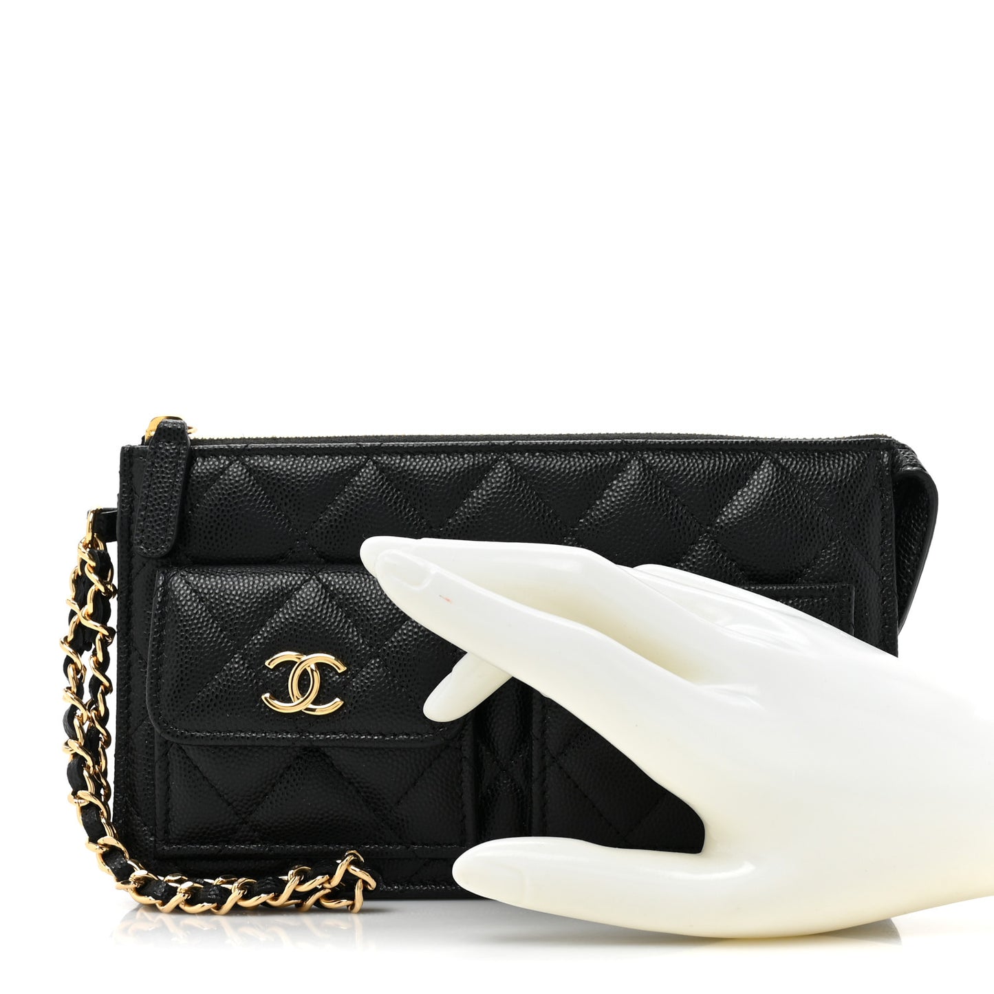 Caviar Quilted Polly Pocket Pouch Black