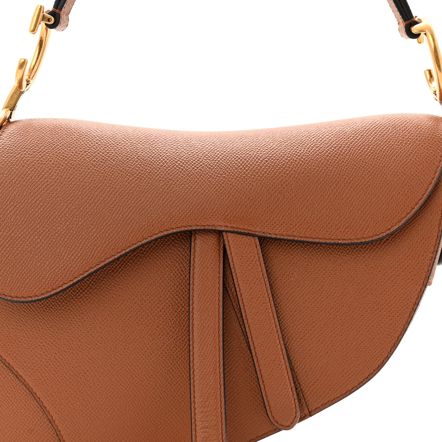 Grained Calfskin Saddle Bag Camello