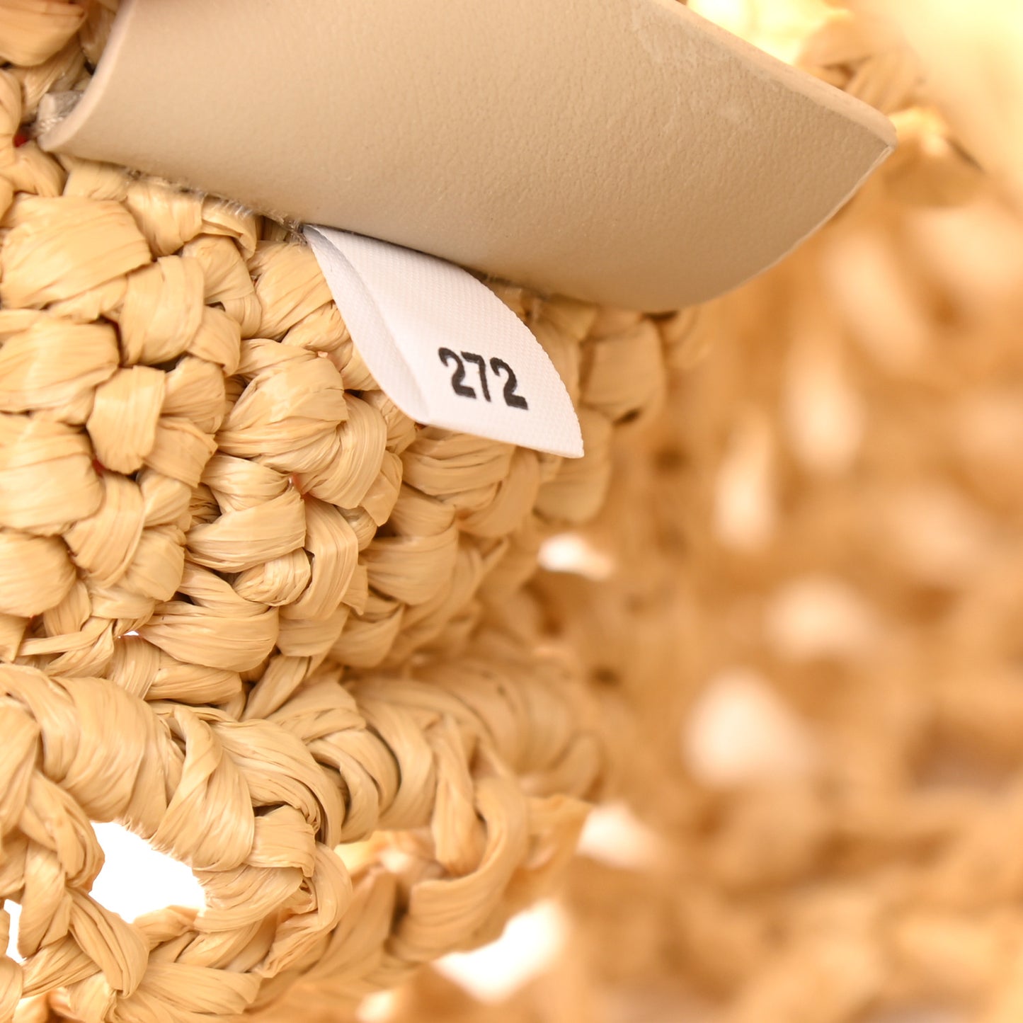 Yarn Raffia Effect Crochet Logo Embroidered Tote Bag Naturale