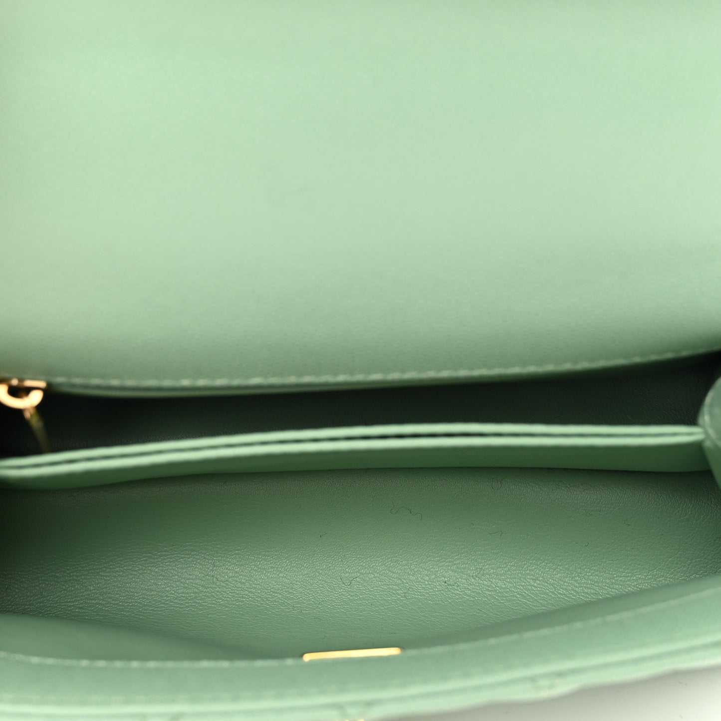 Caviar Quilted Mini Coco Chain Handle Flap Light Green
