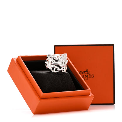 Hermes Sterling Silver GM Chaine d'Ancre Enchainee Band Ring 51 5.75 5 of 5