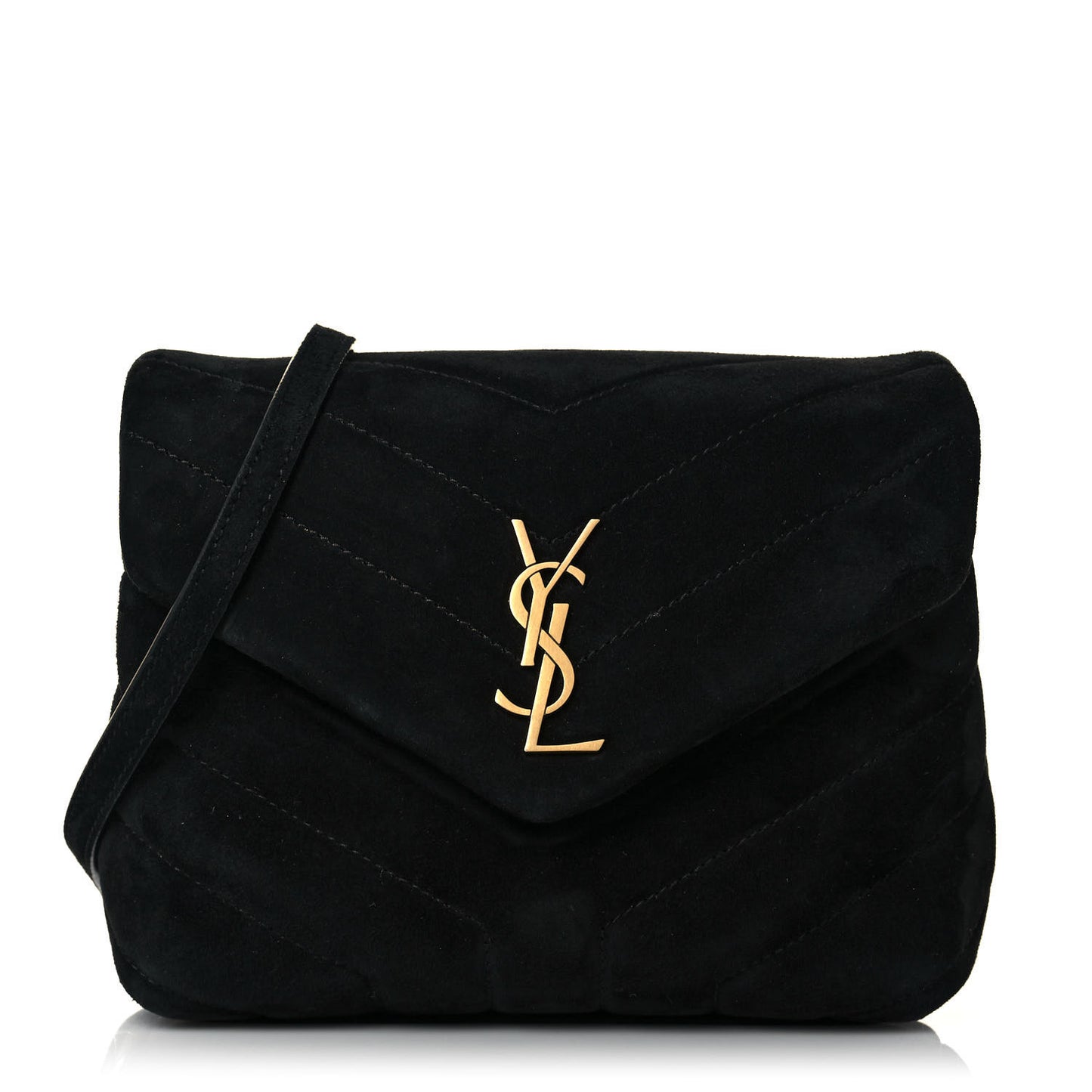 Suede Y Quilted Monogram Toy Loulou Crossbody Bag Black