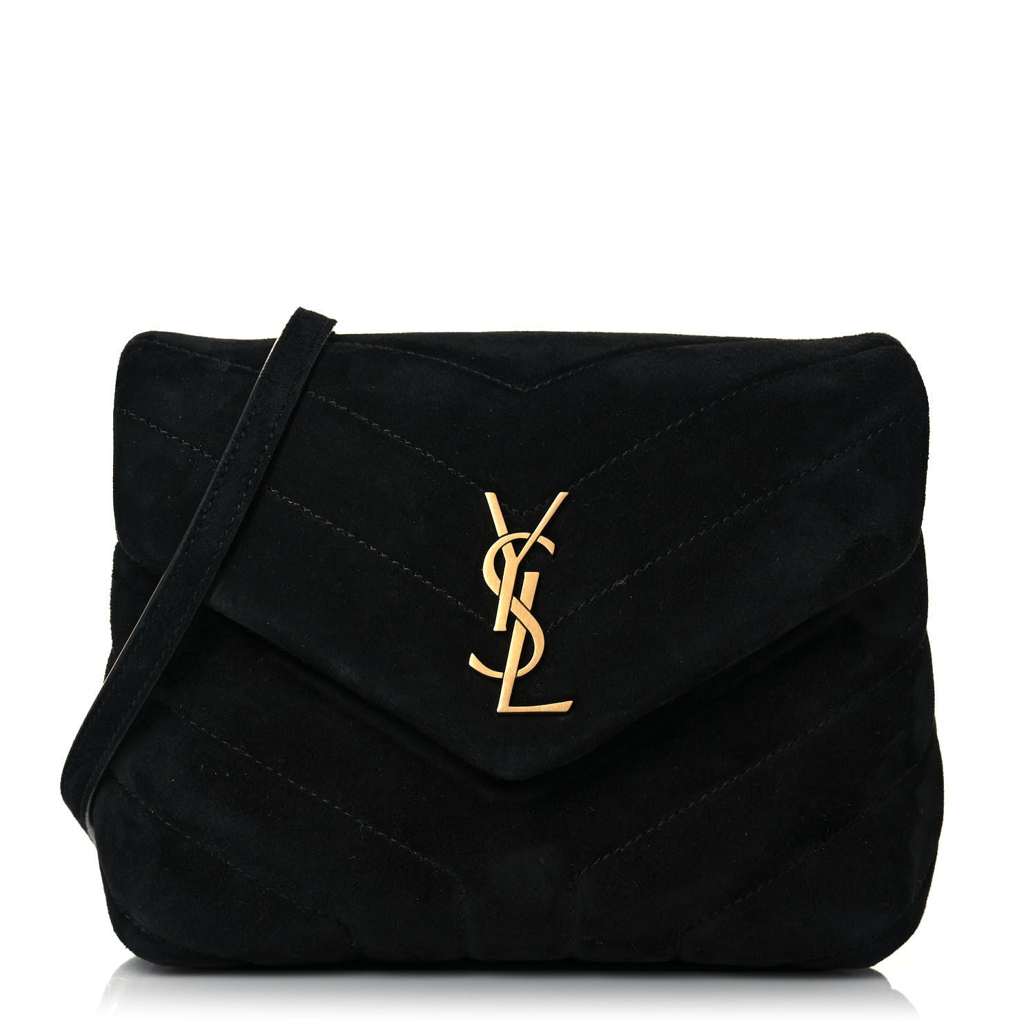 Saint Laurent Suede Y Quilted Monogram Toy Loulou Crossbody Bag Black 1 of 14