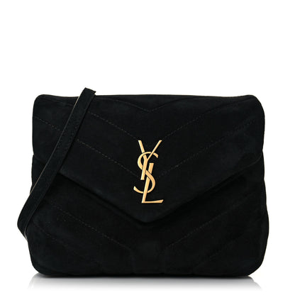 Saint Laurent Suede Y Quilted Monogram Toy Loulou Crossbody Bag Black 1 of 14