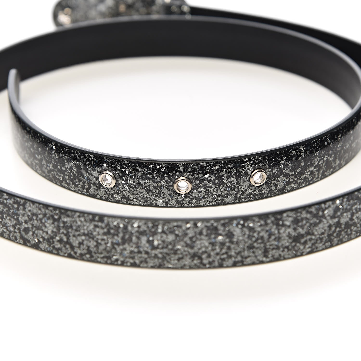 Chanel Glitter Calfskin CC Logo Skinny Belt 80 32 Charcoal 6 of 8