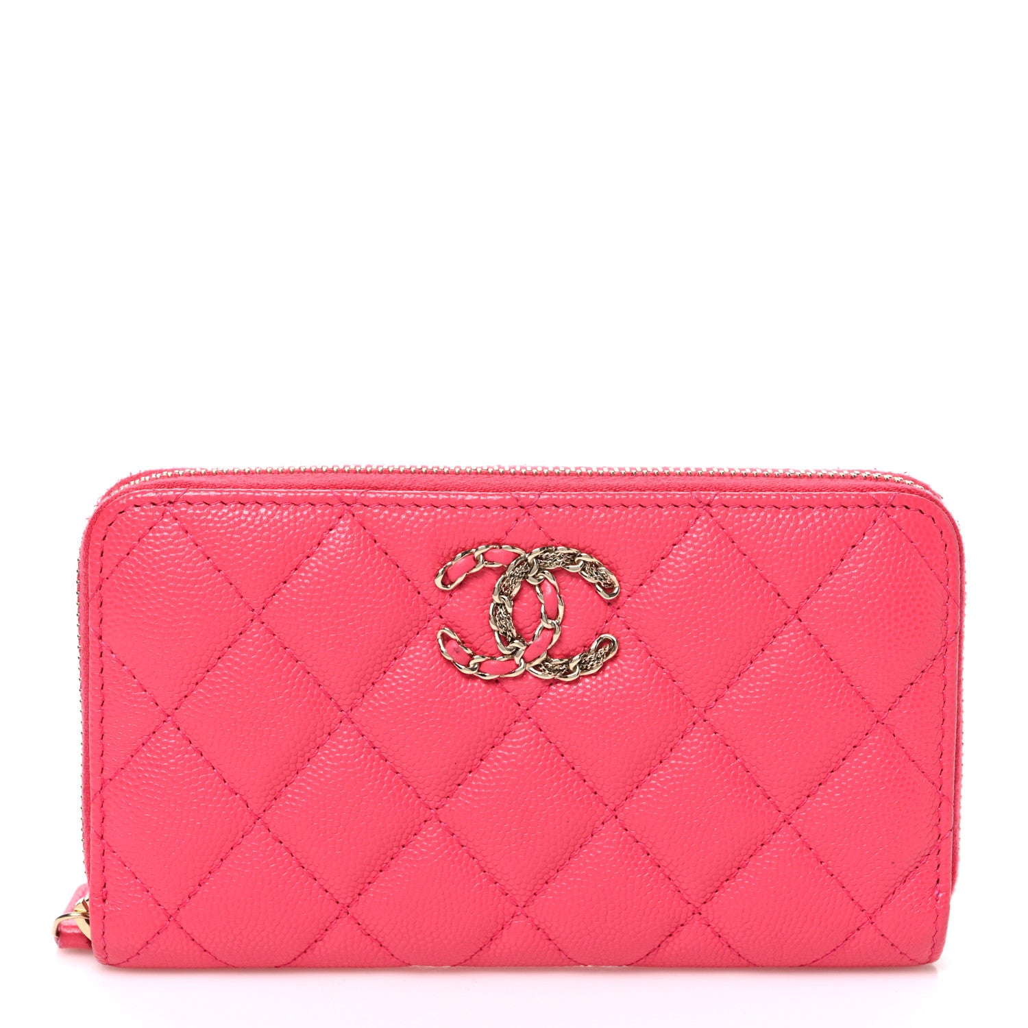 Chanel Caviar Quilted Small French New Wave Zip Around Wallet Pink 1 of 8
