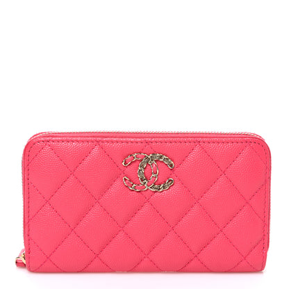 Chanel Caviar Quilted Small French New Wave Zip Around Wallet Pink 1 of 8