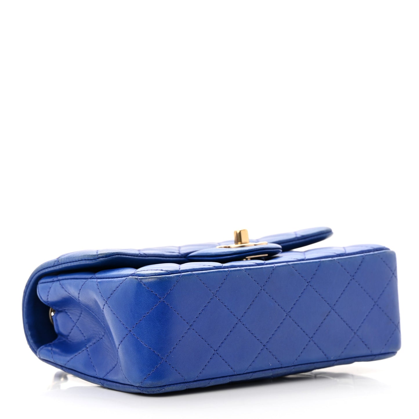 Lambskin Quilted Mini Rectangular Flap Blue