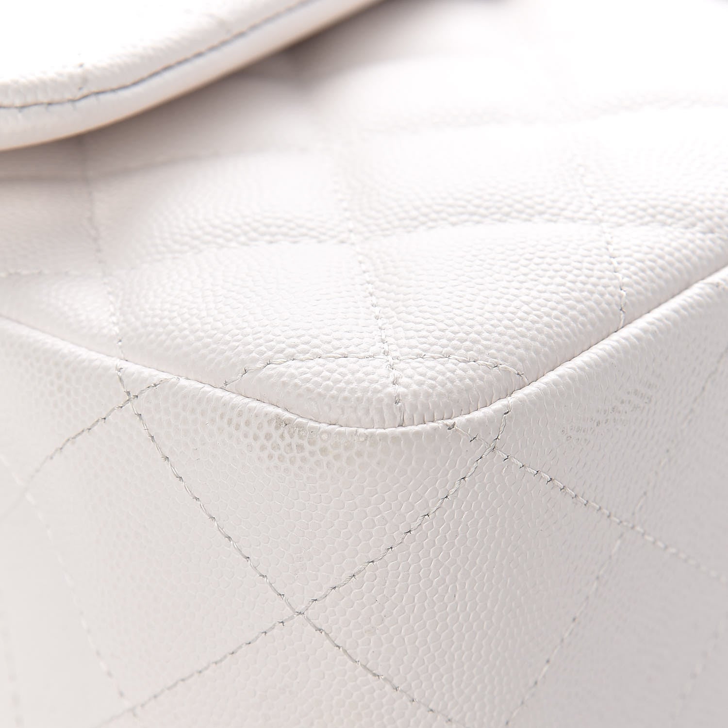 Chanel Caviar Quilted Jumbo Double Flap White 11 of 12