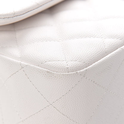 Chanel Caviar Quilted Jumbo Double Flap White 11 of 12