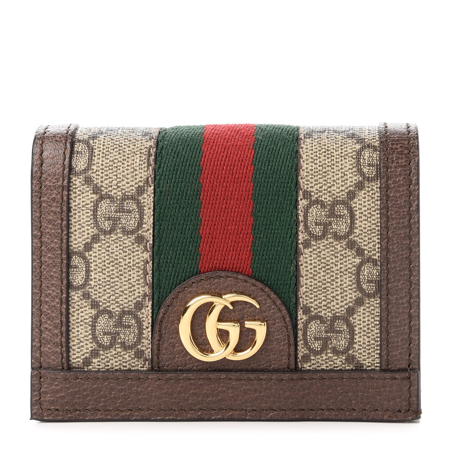 GG Supreme Monogram Web Ophidia Card Case Beige New Acero