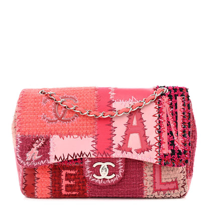 Chanel Tweed Patchwork Jumbo Single Flap Pink 1 of 10