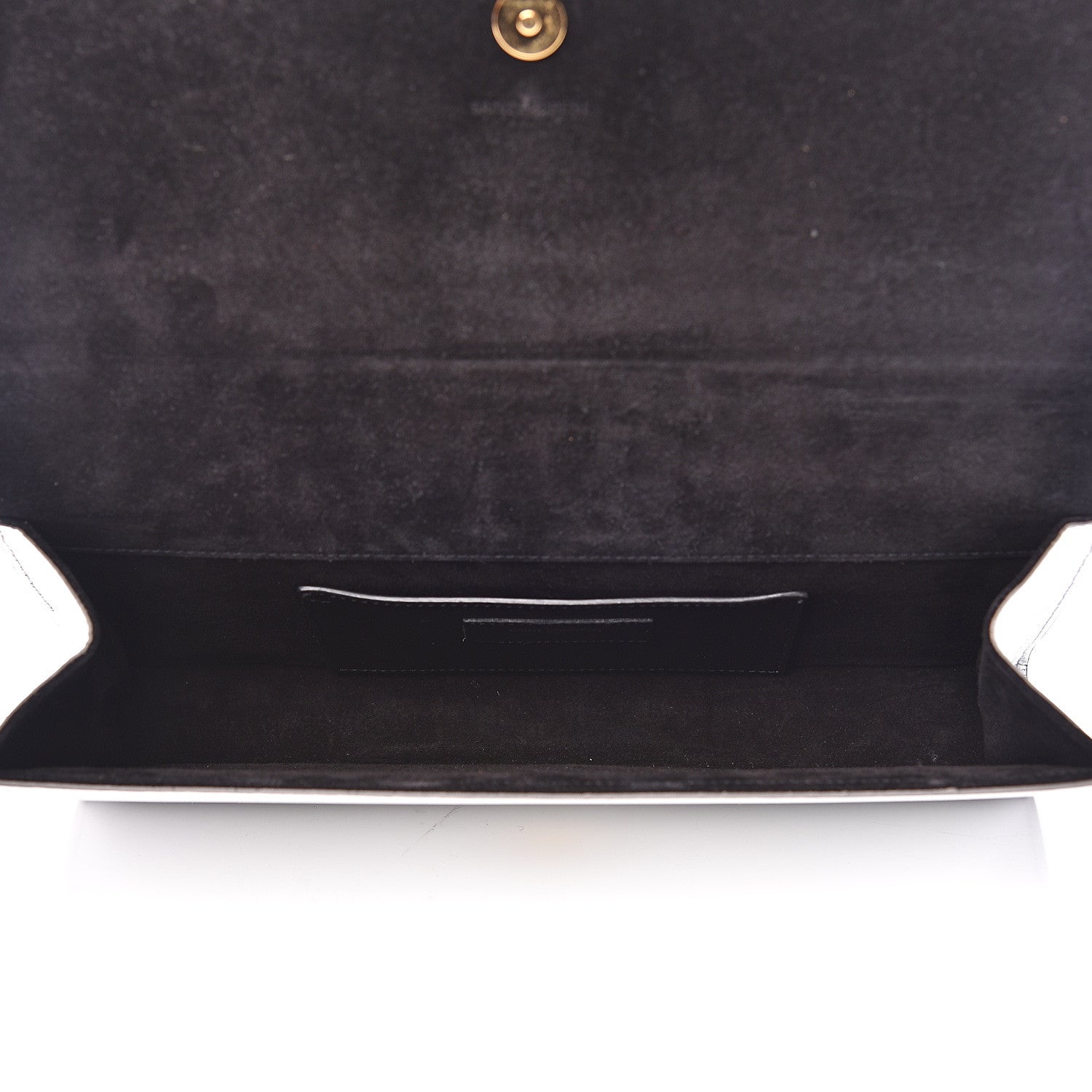 Saint Laurent Metallic Calfskin Classic Monogram Cassandre Clutch Argento 4 of 11