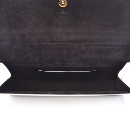 Saint Laurent Metallic Calfskin Classic Monogram Cassandre Clutch Argento 4 of 11