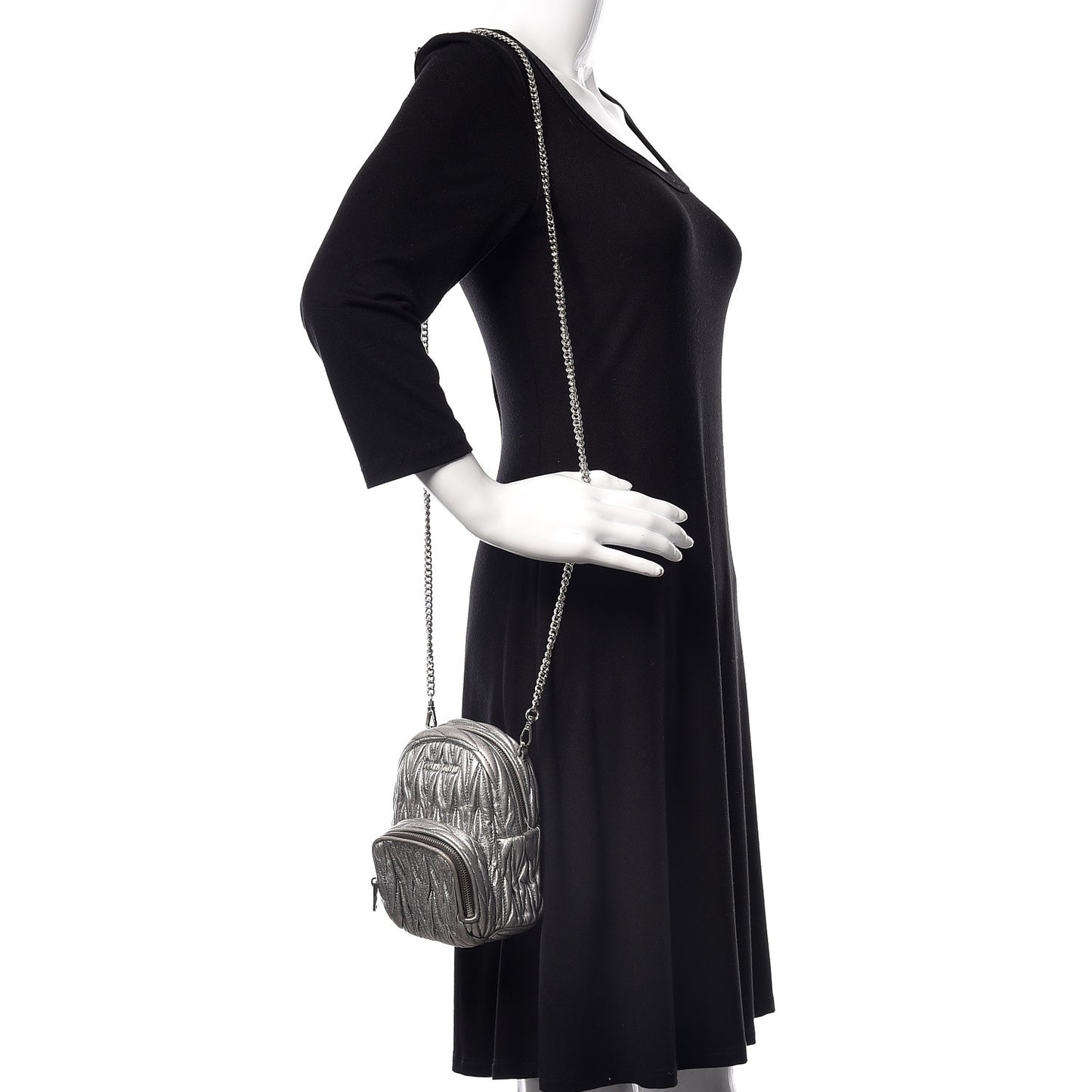 Metallic Nappa Matelasse Lux Mini Backpack Cromo