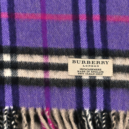 Burberry Cashmere Check Fringe Scarf Purple 4 of 4