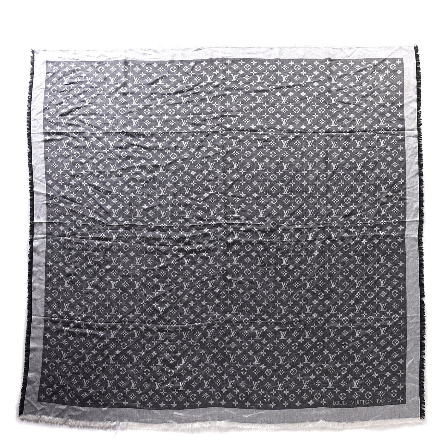 Louis Vuitton Silk Wool Monogram Denim Shawl Black 1 of 3