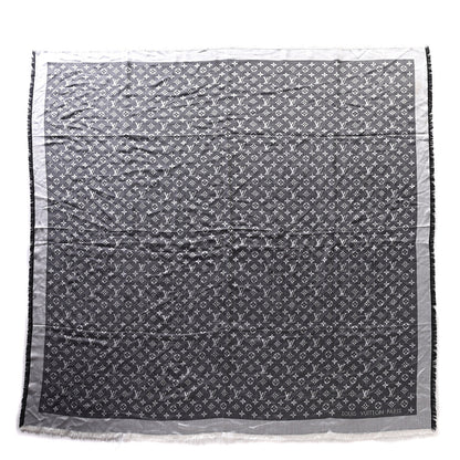 Louis Vuitton Silk Wool Monogram Denim Shawl Black 1 of 3
