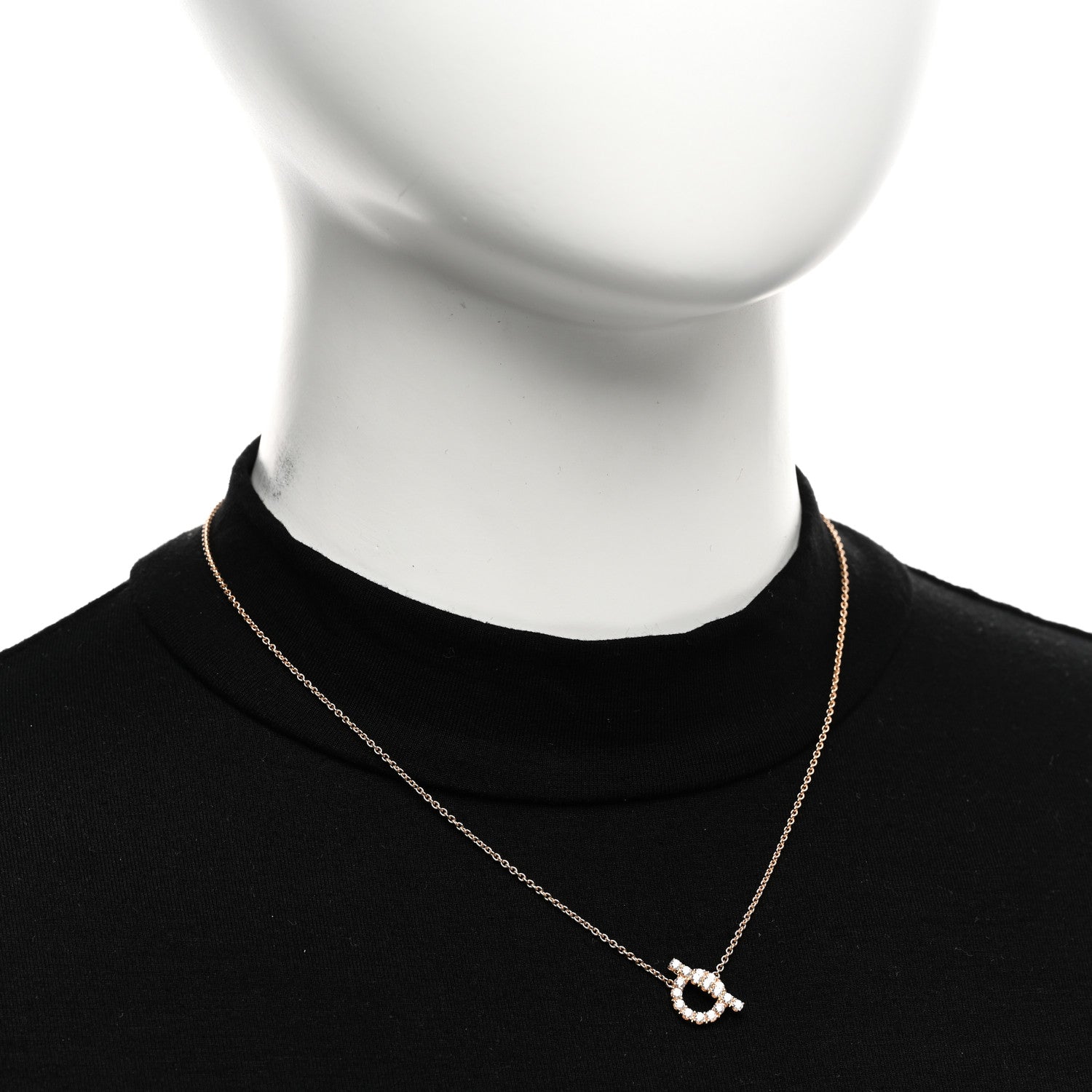 Hermes 18K Rose Gold Diamond Finesse Pendant Necklace 2 of 5