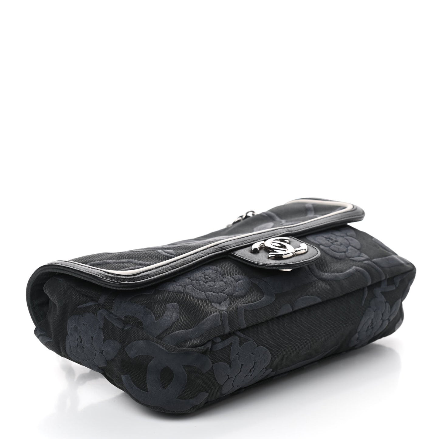 Canvas Camellia Embossed Flap Black