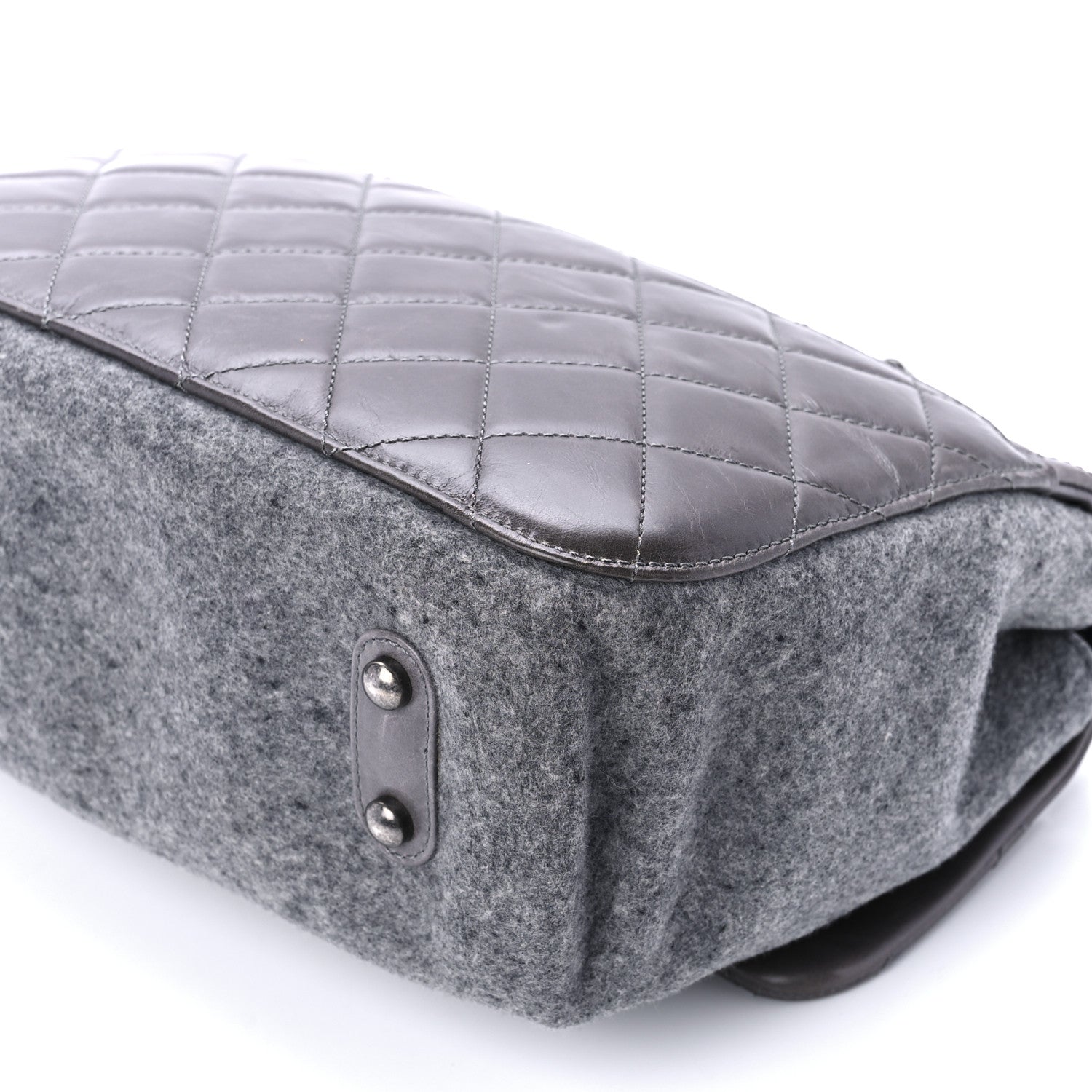 Chanel Felt Glazed Calfskin Quilted Edelweiss Flower Flap Grey 13 of 13
