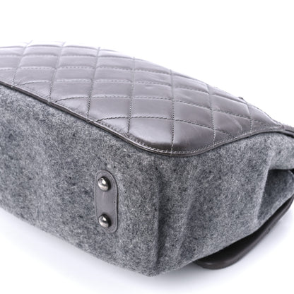 Chanel Felt Glazed Calfskin Quilted Edelweiss Flower Flap Grey 13 of 13