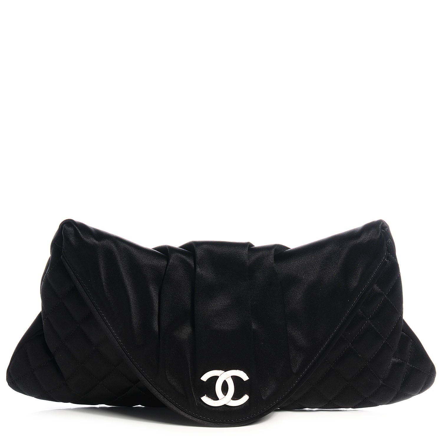 Chanel Satin Quilted Flap Clutch Black 1 of 7