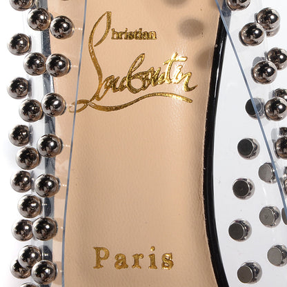 Christian Louboutin Suede Patent Bille et Boule 100 Studded Clear Bow Pumps Black 38 7 of 7