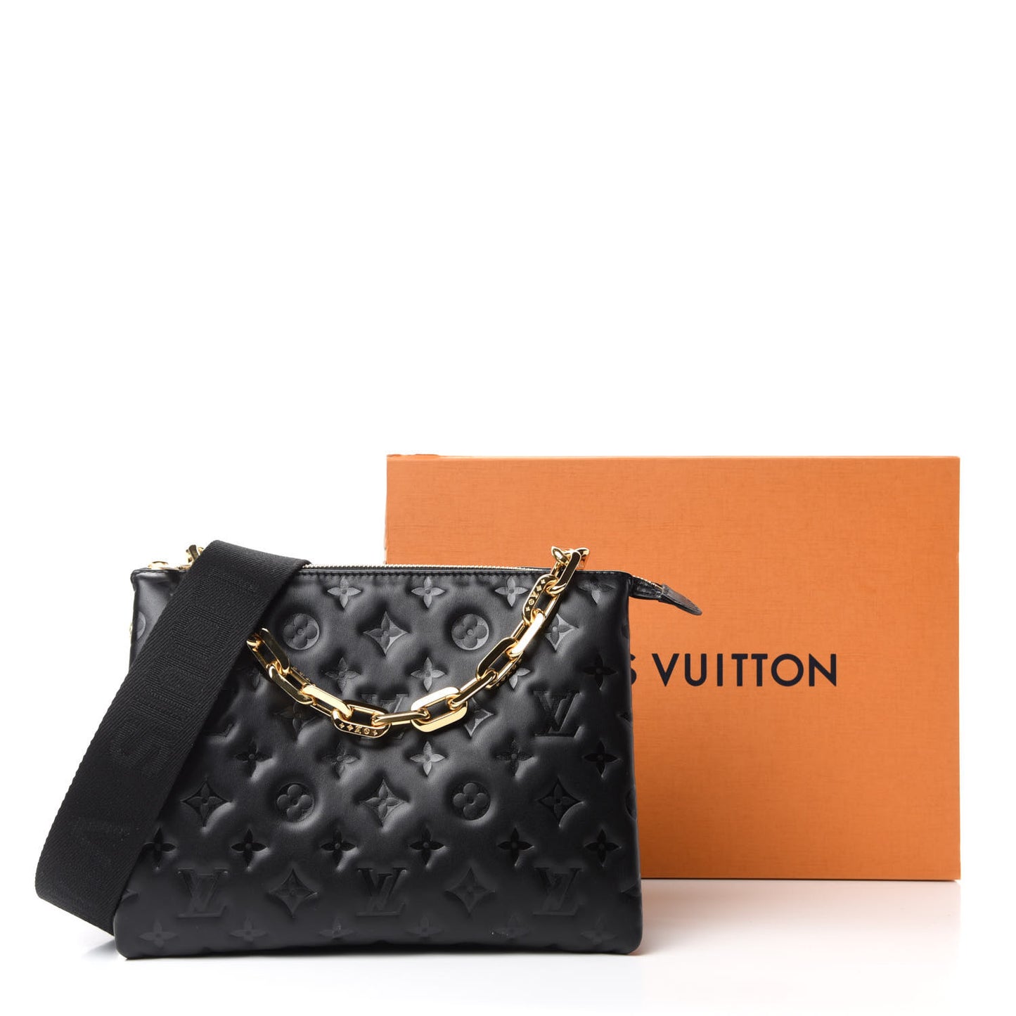 Lambskin Embossed Monogram Coussin PM Black