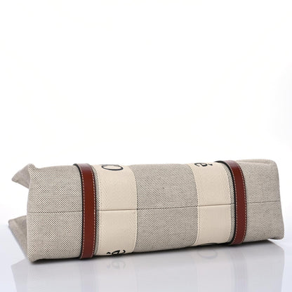 Chloe Cotton Calfskin Medium Woody Ribbon Tote White Brown 4 of 8