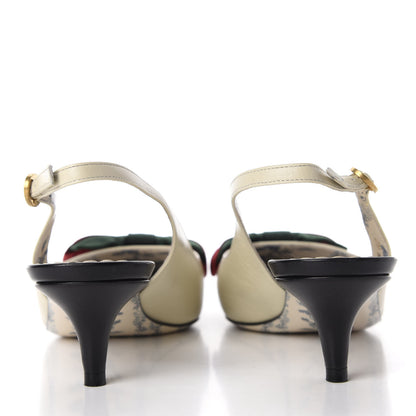 Gucci Malaga Kid Web Bow Jane Low Heel Slingback Pumps 38.5 Vintage White 7 of 15