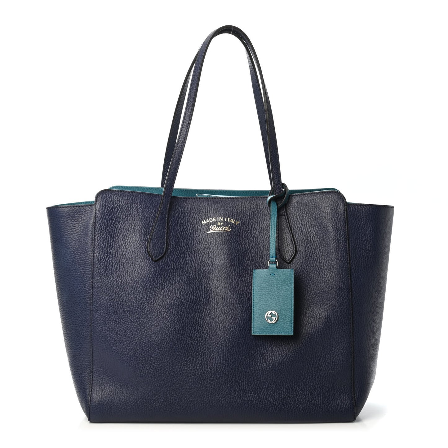 Dollar Calfskin Medium Swing Tote Marine Deep Cobalt