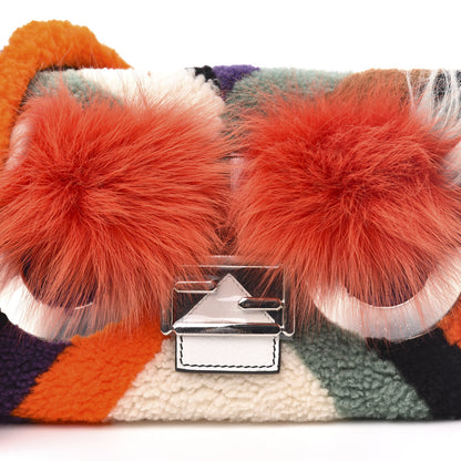 Fendi Shearling Calfskin Goat Fox Fur Bugs Baguette Orange Multicolor 11 of 12