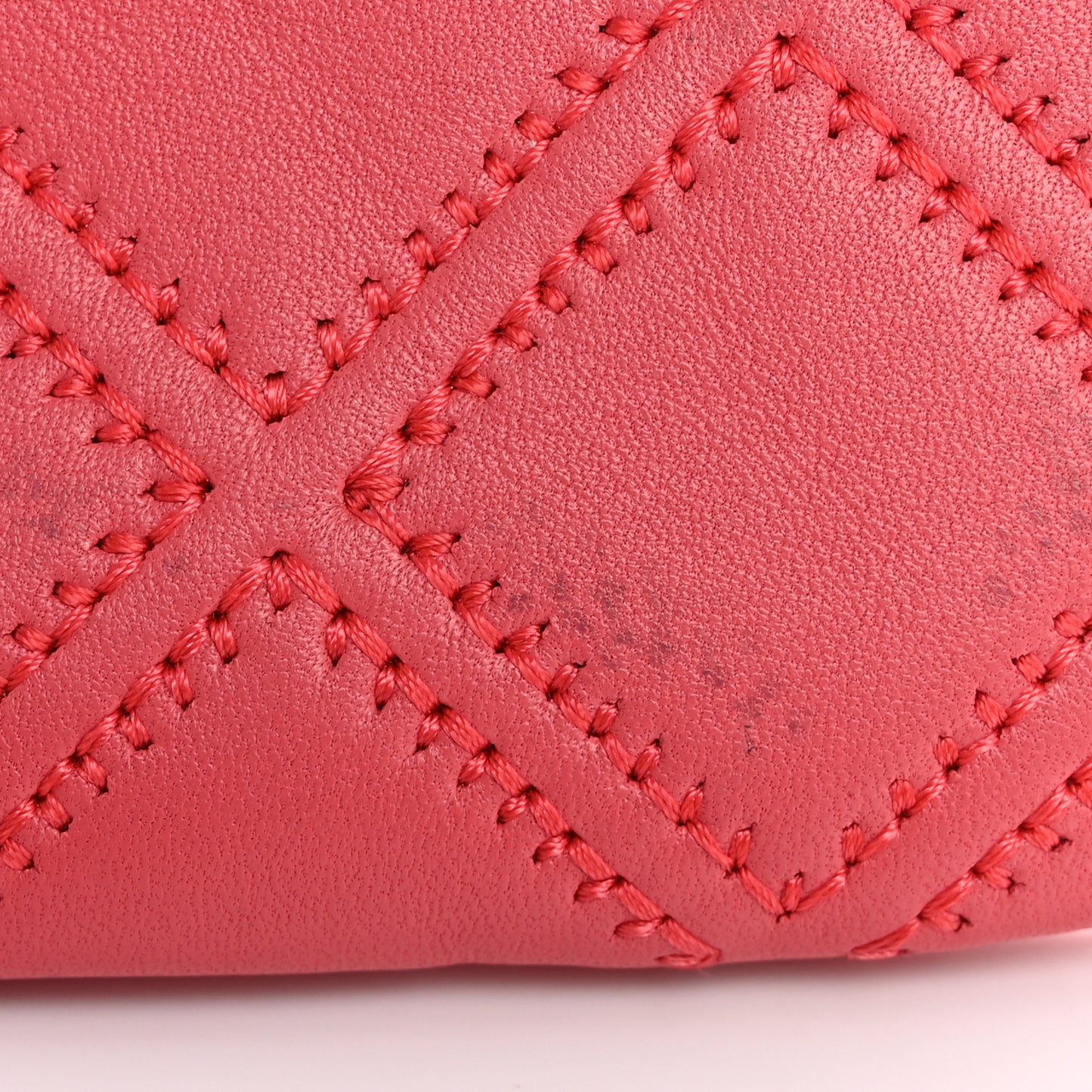 Lambskin Stitched Tassel Small Cosmetic Case Pink