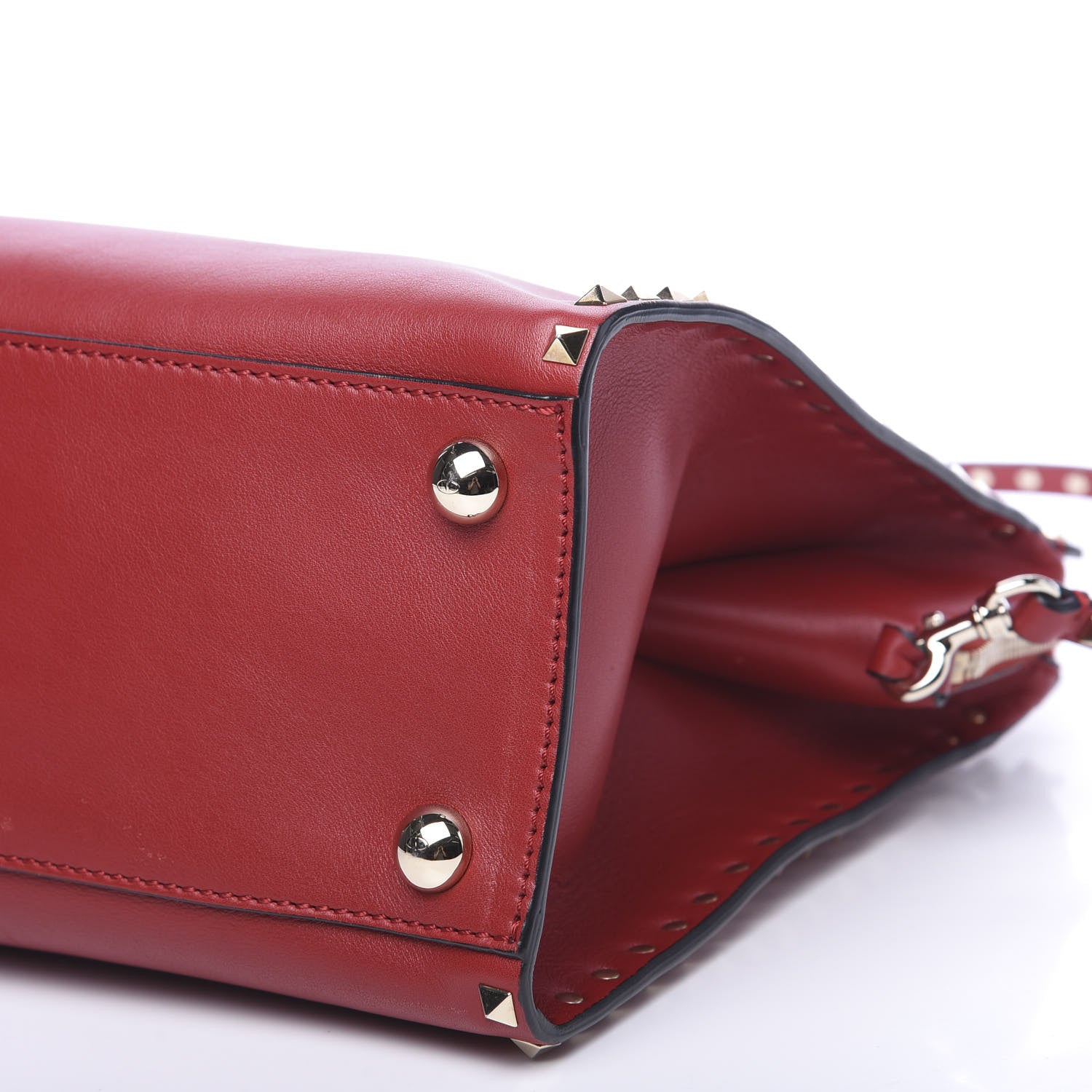 Valentino Garavani Vitello Rockstud Dome Shopper Rosso Valentino 9 of 12
