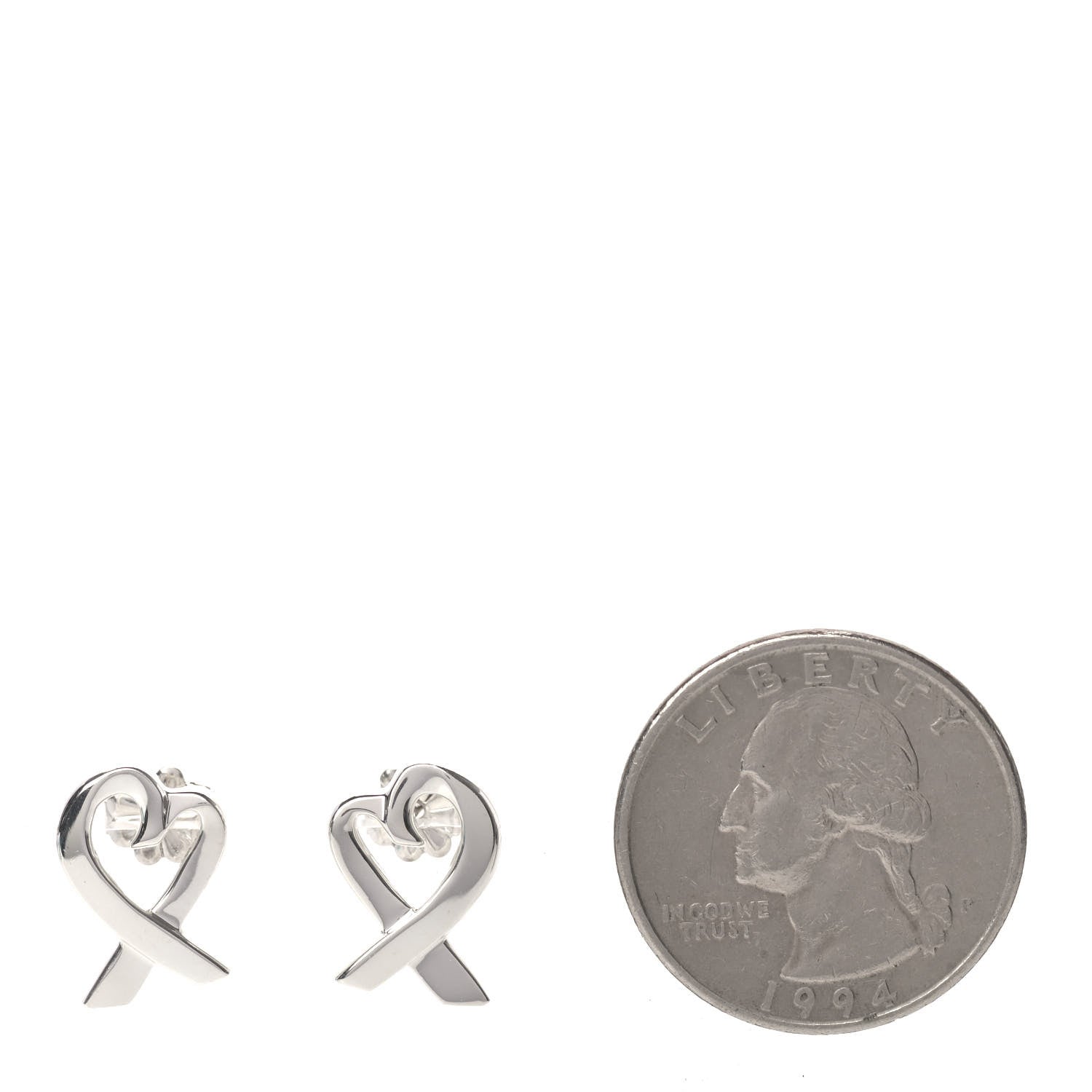 Tiffany Sterling Silver Small Paloma Picasso Loving Heart Earrings 2 of 5