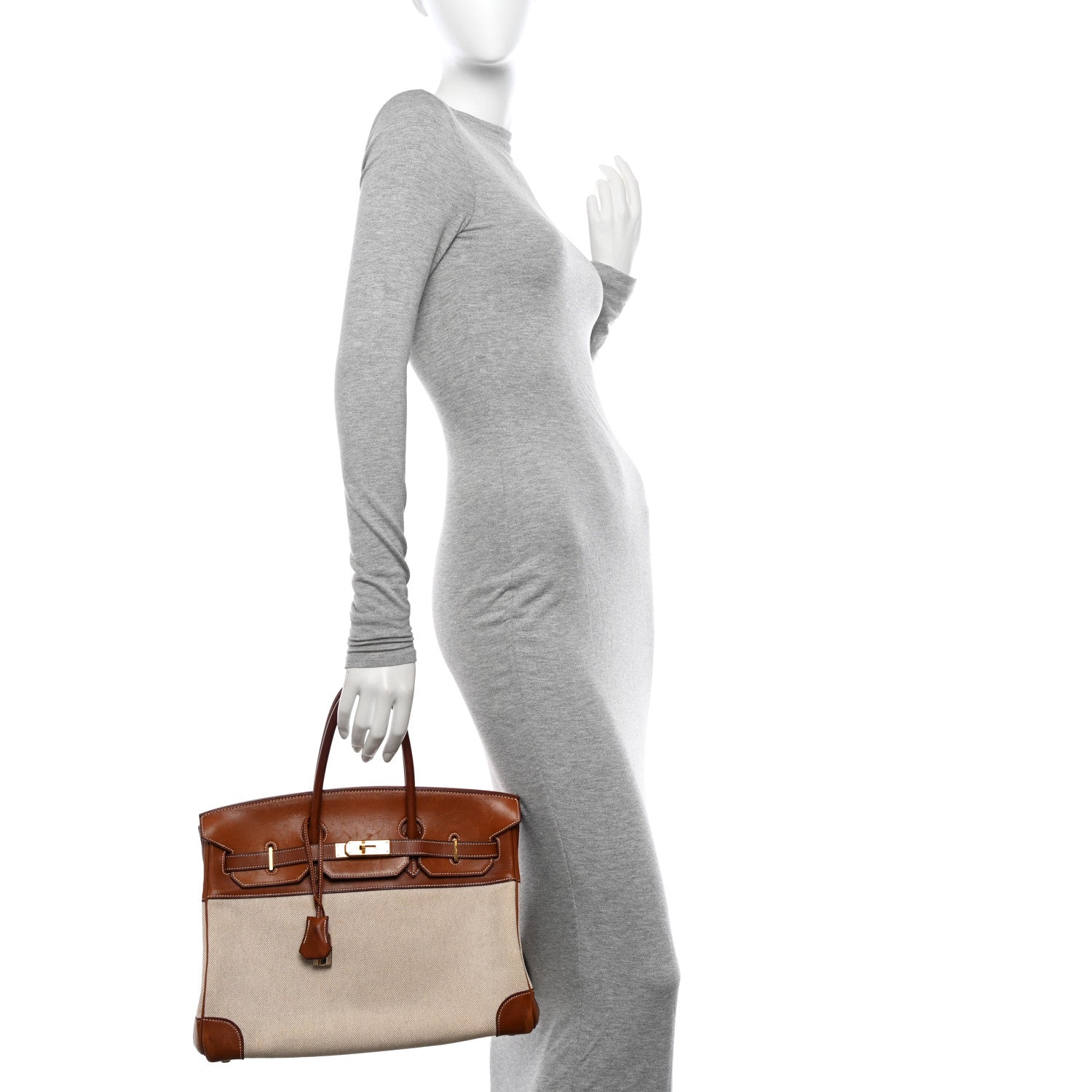 Hermes Toile Barenia Birkin 35 Fauve 2 of 19