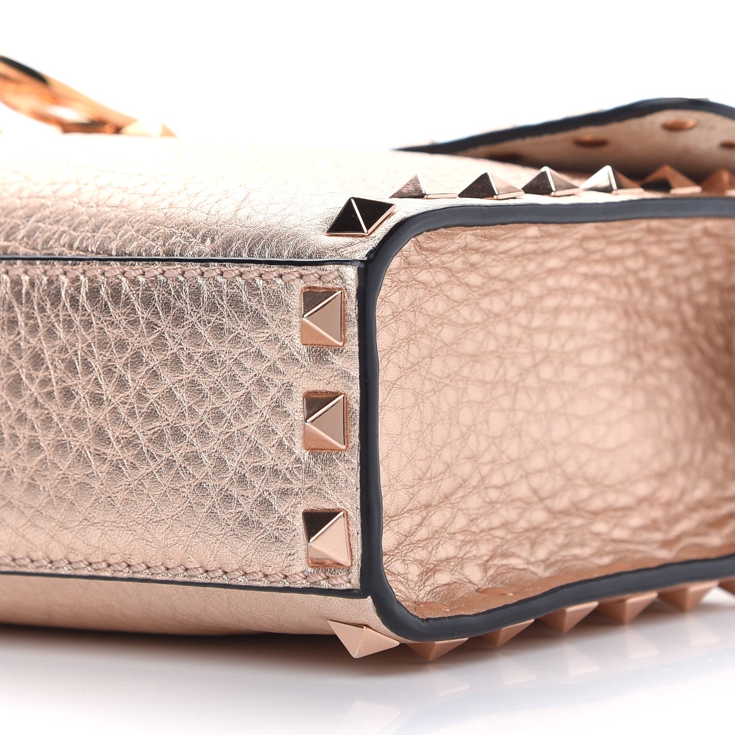 Valentino Garavani Metallic Pebbled Calfskin Medium Rockstud Flip Lock Crossbody Bag Rame 6 of 8